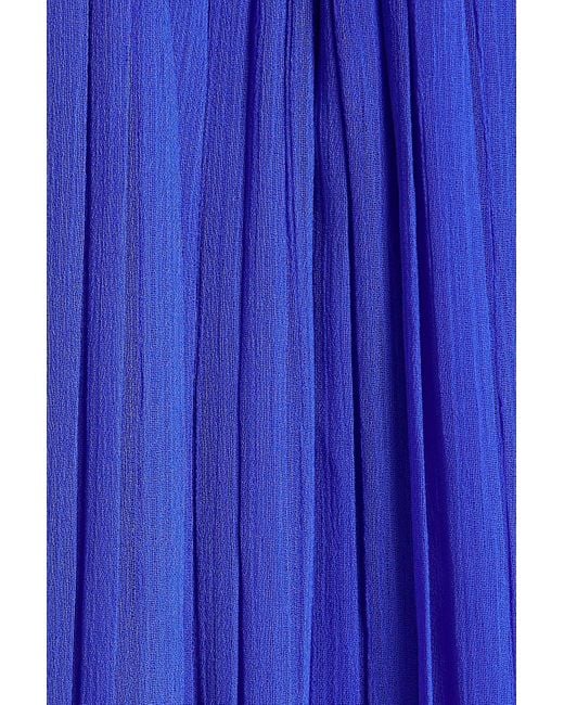 DKNY Blue Wrap-effect Pleated Crepon Mini Dress