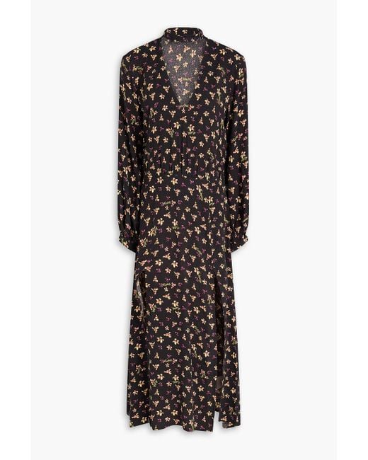 ROTATE BIRGER CHRISTENSEN Black Cutout Floral-print Jacquard Midi Dress