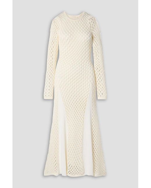 DIOTIMA White Anansi Paneled Crocheted And Stretch-knit Maxi Dress