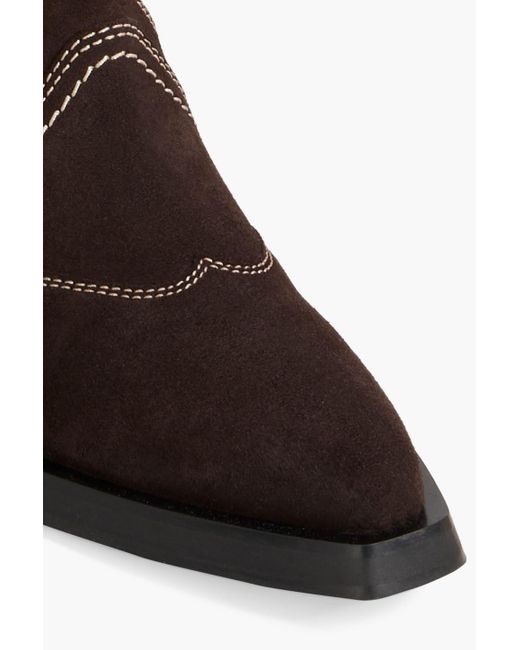 Ganni Brown Suede Ankle Boots