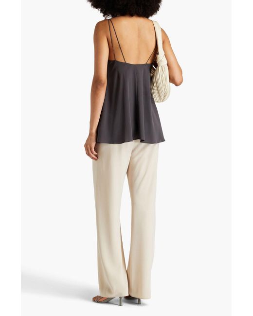 Brunello Cucinelli Purple Bead-embellished Silk Crepe De Chine Camisole