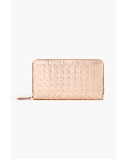 Serapian Pink Mosaico Woven Leather Continental Wallet