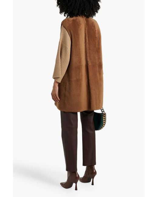Max Mara Brown Effige Reversible Shearling Vest