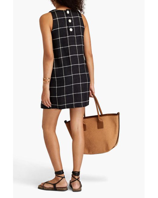 Lisa Marie Fernandez Black Checked Linen Mini Dress