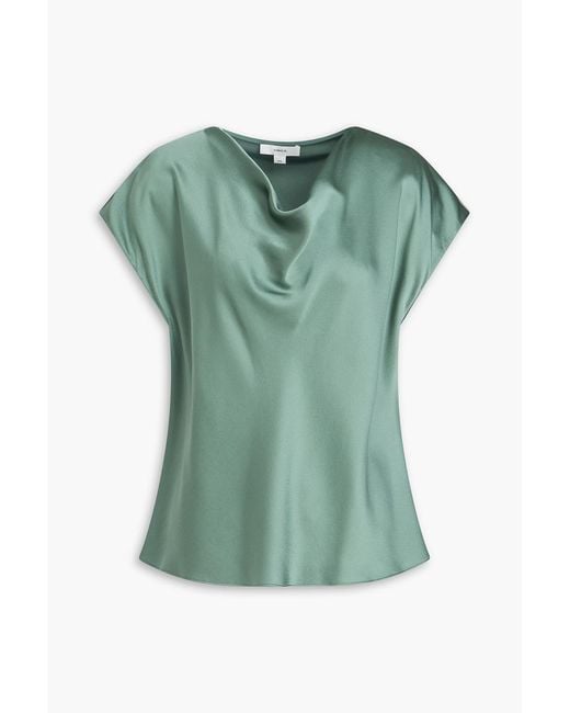 Vince Green Silk-satin Crepe Top