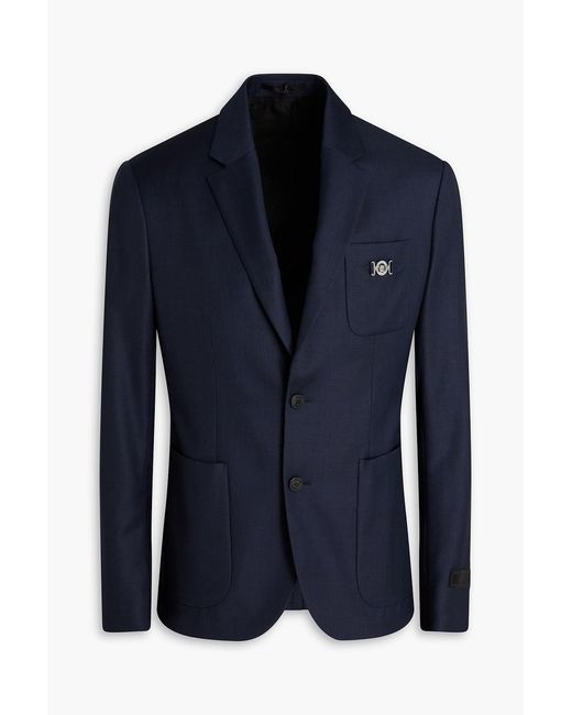 Versace Blue Houndstooth Wool Suit Jacket for men