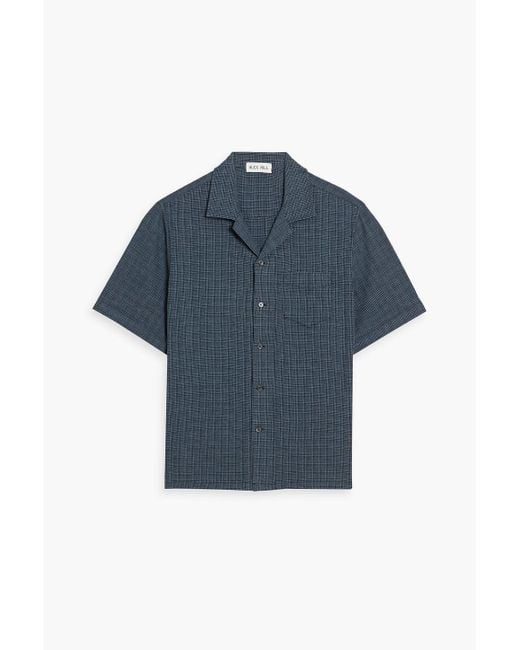 Alex Mill Blue Camp Checked Linen And Cotton-Blend Shirt for men