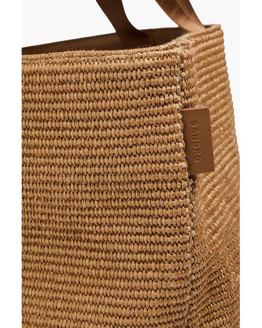 Sandro Brown Leather-Trimmed Raffia Tote for men