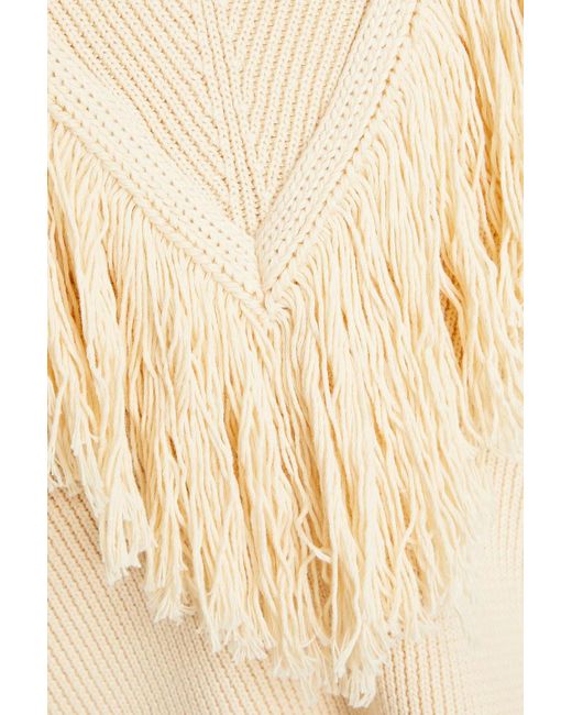 RED Valentino Natural Fringed Ribbed Cotton Sweater