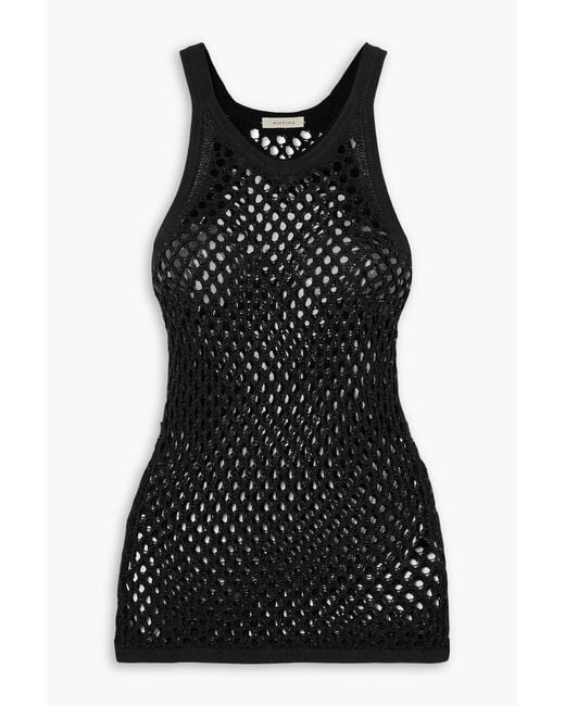 DIOTIMA Black Trinity Marina Bead-embellished Crocheted Cotton-blend Tank