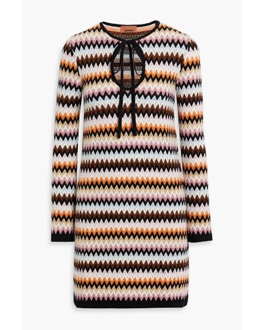 Missoni Orange Jacquard-Knit Wool Mini Dress