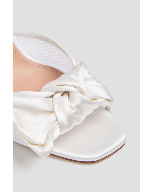 Malone Souliers White Maera 70 Bow-detailed Satin And Mesh Slingback Sandals