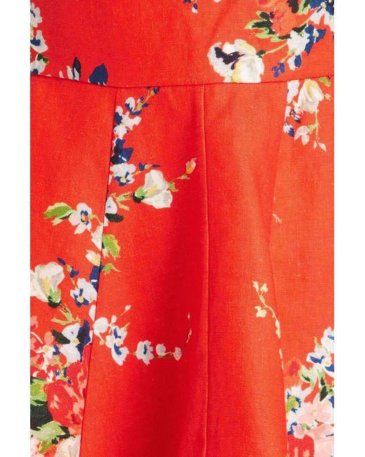 Zimmermann Red Floral-print Linen Mini Dress