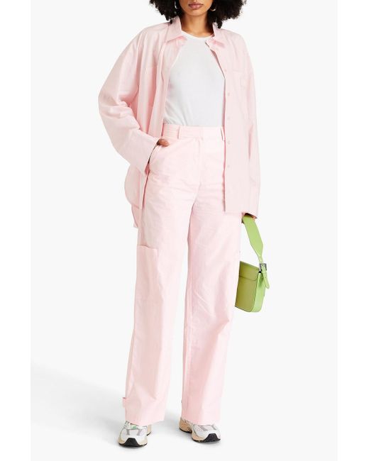 REMAIN Birger Christensen Pink Cotton-poplin Wide-leg Pants
