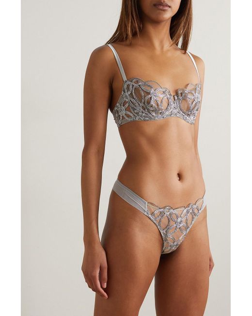 I.D Sarrieri White Anastasia Lace-trimmed Mesh Briefs