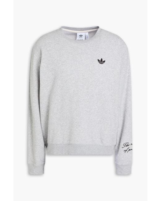 Adidas Originals White Printed French Cotton-blend Terry Sweatshirt for men