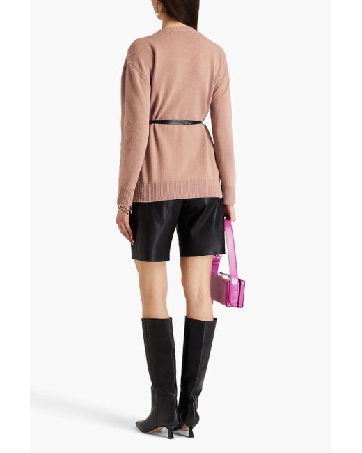 Valentino Garavani Pink Wrap-effect Intarsia Wool And Cashmere-blend Sweater