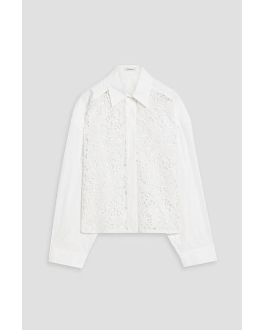 Valentino Garavani White Cotton-blend Poplin And Guipure Lace Shirt