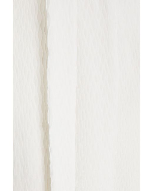 Roland Mouret White Barnim Plissé Crepe De Chine Wide-leg Jumpsuit