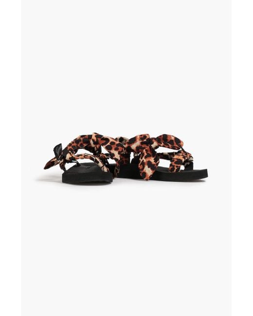 ARIZONA LOVE Black Trekky Leopard-print Canvas Sandals