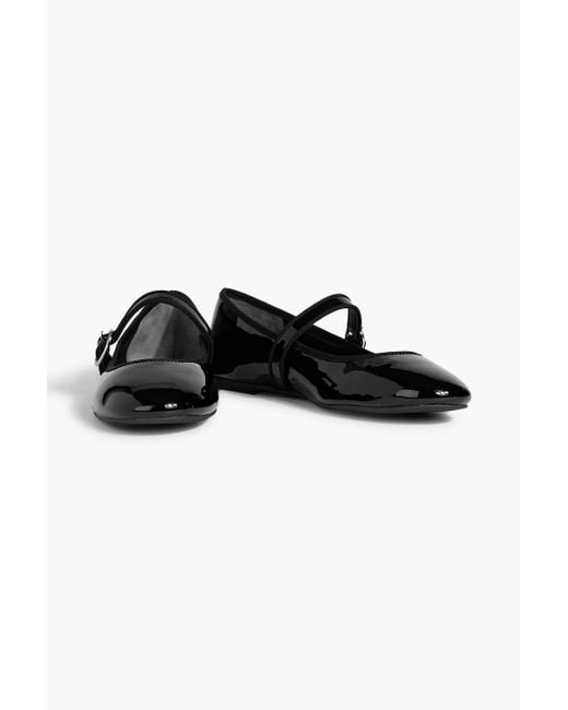 Stuart Weitzman Black Alice Patent-leather Mary Jane Flats