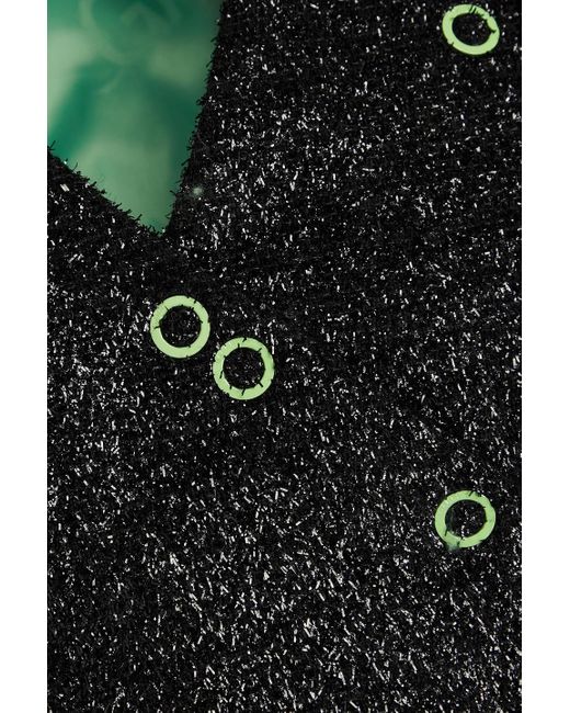 Ganni Black Minikleid aus webstoff in metallic-optik