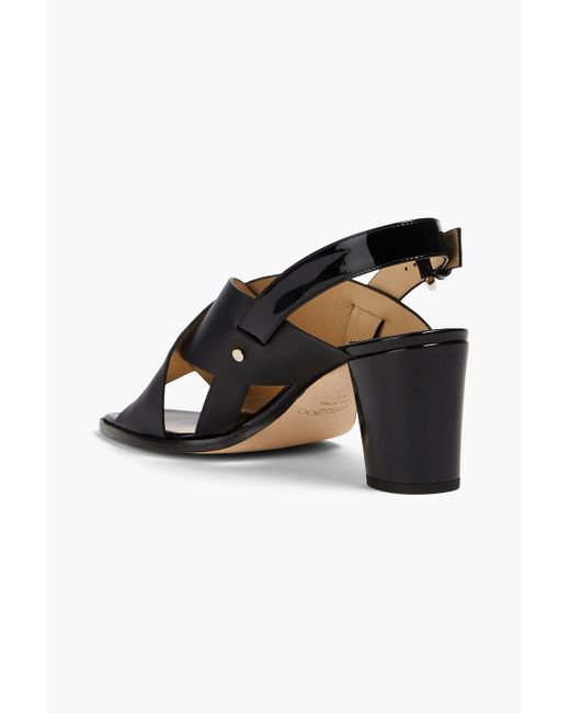 Jimmy Choo Black Aix 65 Smooth And Patent-leather Slingback Sandals