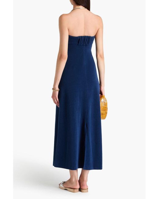 Zimmermann Blue Trägerloses midikleid aus frottee aus einer baumwollmischung mit cut-outs