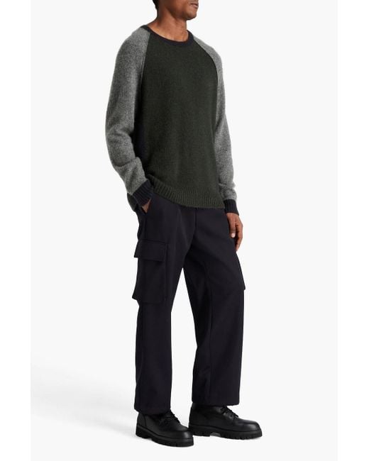 James Perse Green Color-Block Cashmere Sweater for men