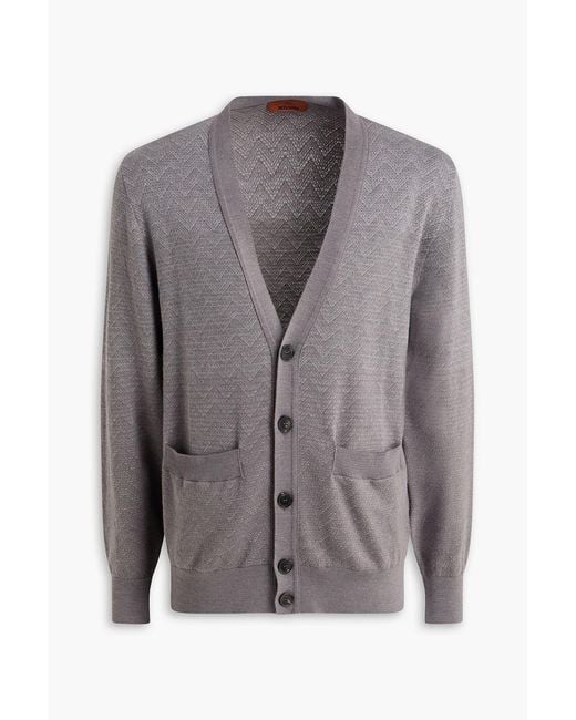 Missoni Gray Cotton And Wool-Blend Cardigan for men