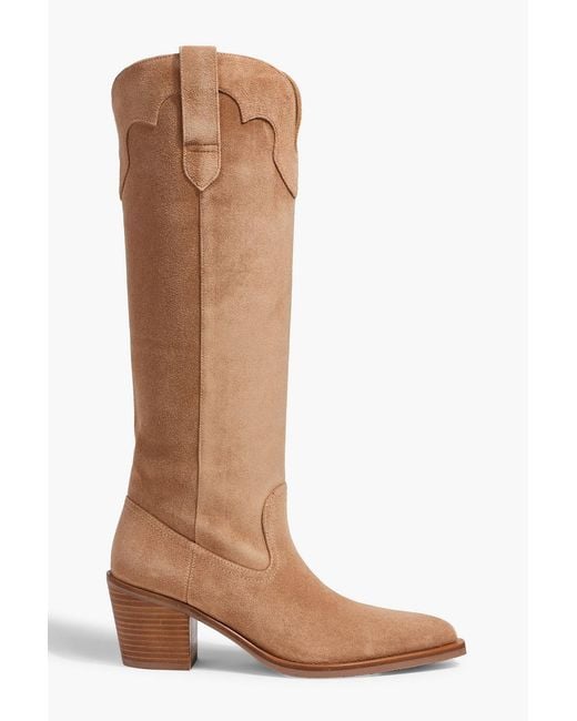 Stuart Weitzman Brown Felix Suede Cowboy Boots
