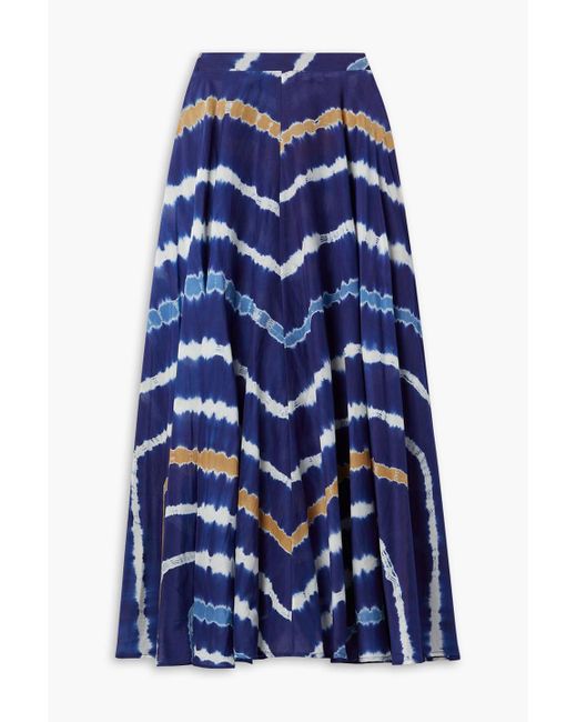 Cara Cara Blue Kendall Tie-dyed Cotton-voile Maxi Skirt