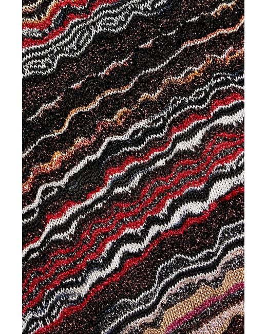 Missoni Red Metallic Crochet-Knit Wide-Leg Pants