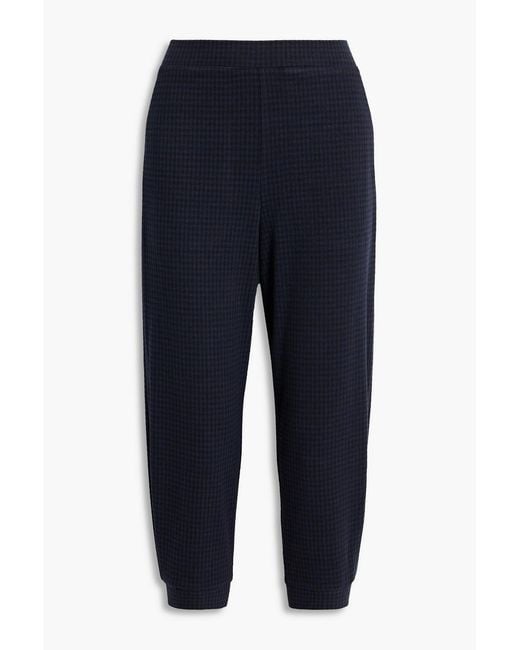 Tibi Blue Camille Cropped Checked Jacquard-knit Tapered Pants