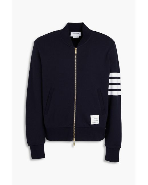 Thom Browne Blue Striped French Cotton-terry Bomber Jacket for men