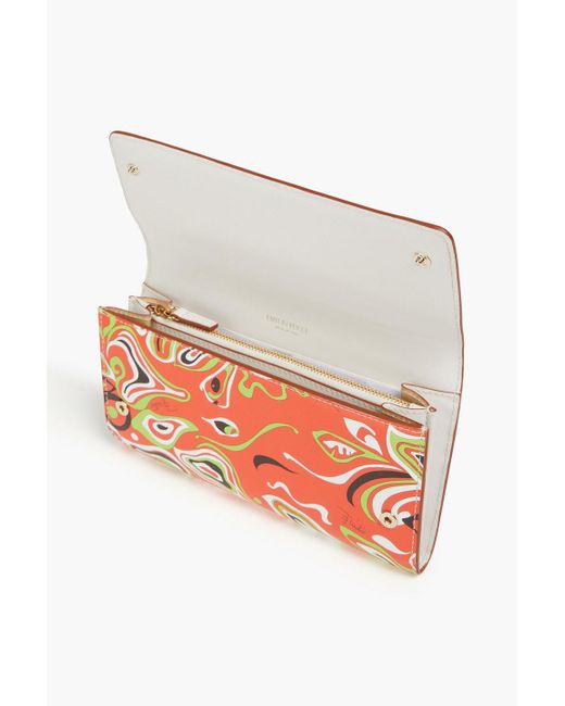 Emilio Pucci Orange Printed Leather Wallet