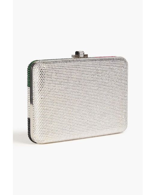 Judith Leiber Red Flag Crystal-embellished Silver-tone Clutch