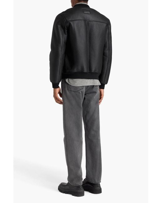 Sandro Black Shearling Bomber Jacket for men