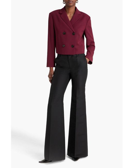 Theory Red Cropped Double-breasted Crepe Blazer