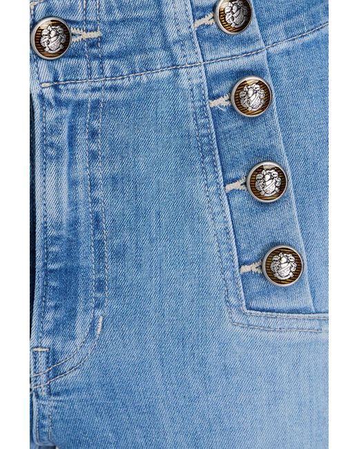 Veronica Beard Blue Sheridan Button-embellished High-rise Flared Jeans