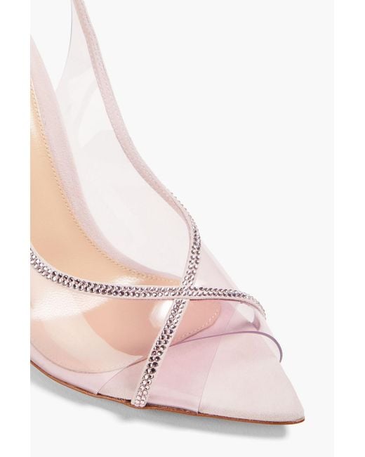 Gianvito Rossi Pink Crystal-embellished Suede And Pvc Sandals