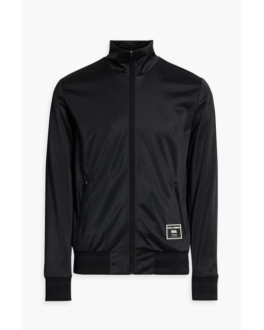 Dolce & Gabbana Black Appliquéd Satin-jersey Jacket for men