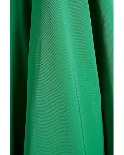 Marchesa Green One-shoulder Twisted Taffeta Gown