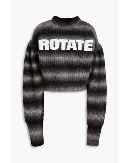ROTATE BIRGER CHRISTENSEN Black Logo-print Striped Knitted Sweater