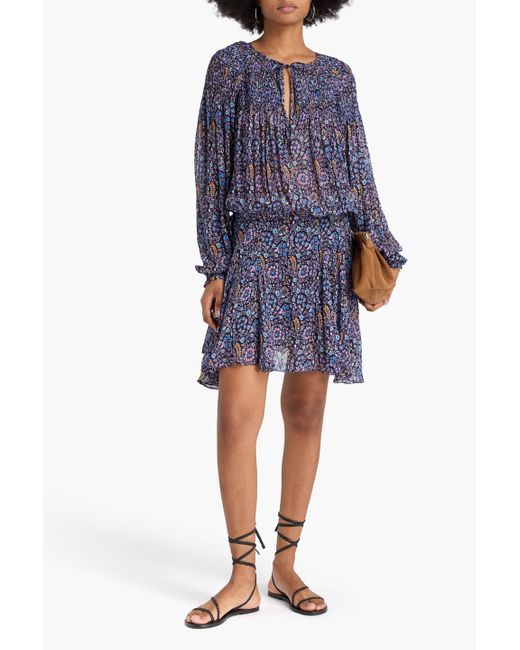 Isabel Marant Blue Minikleid "noanne" aus georgette mit floralem print