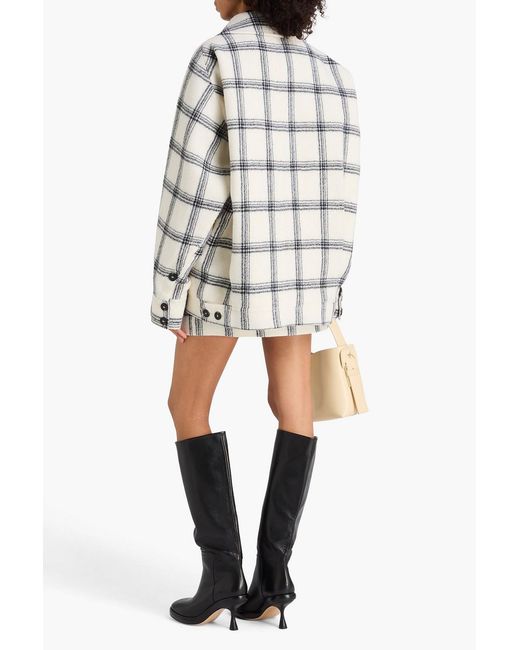 Sportmax White Assenzi Checked Wool-Tweed Shirt Jacket
