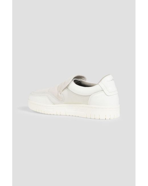 Acne White Quilted Suede And Leather Slip-on Sneakers
