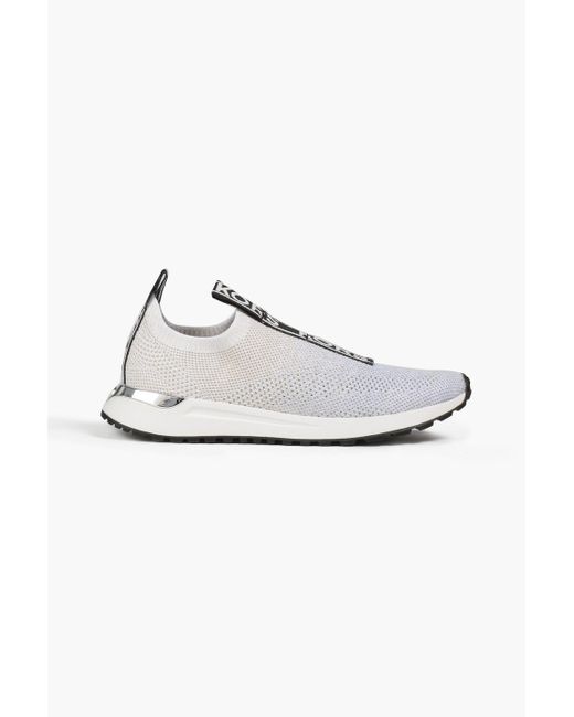 MICHAEL Michael Kors White Metallic Stretch-mesh Slip-on Sneakers