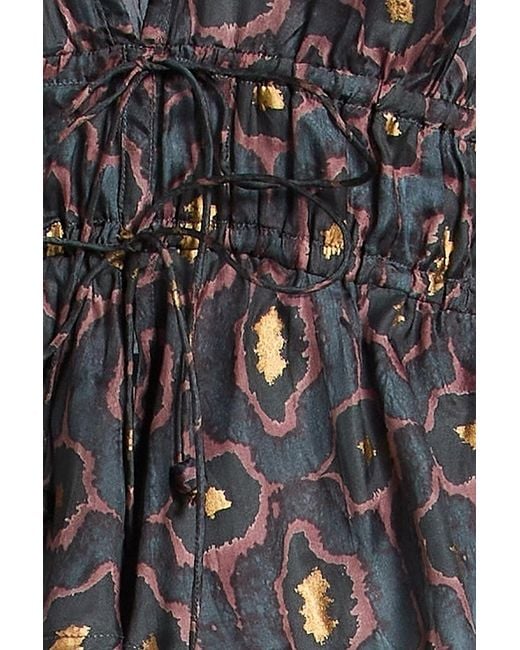 HANNAH Black Lola Printed Silk-satin Blouse