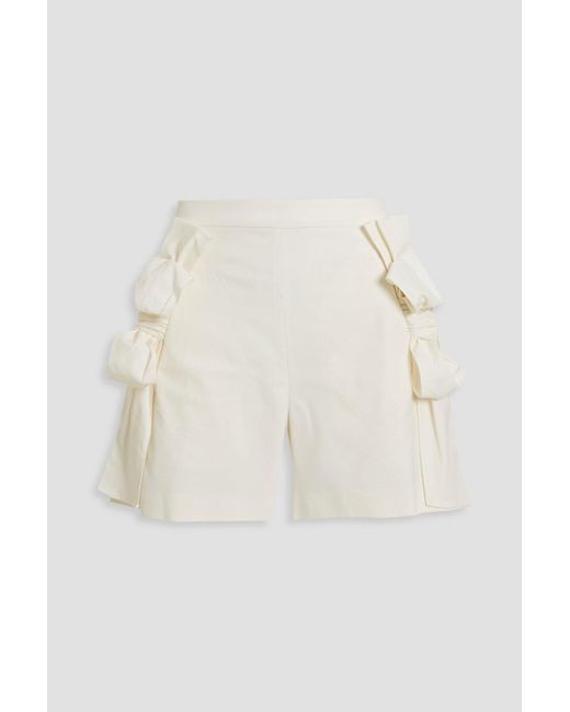 RED Valentino Natural Bow-detailed Twill Shorts